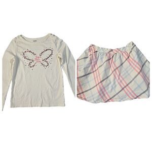 Gymboree Girls 2pc Plaid Tutu Skirt Outfit 12‎ "Sugar Plum Fairy" Holiday Tee LS